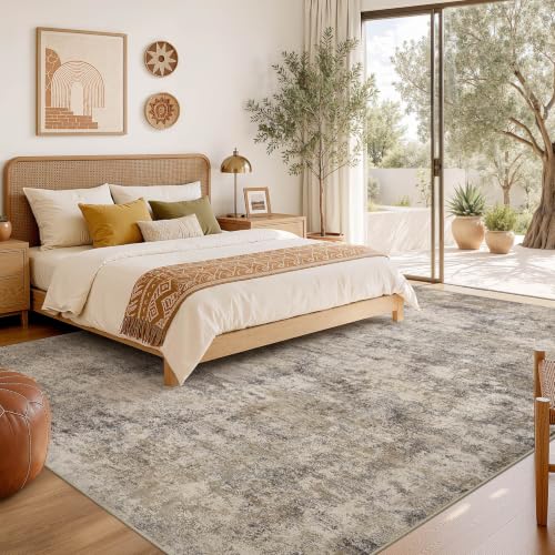 Boho 6x9 Area Rug Living Room Rugs Machine Washable Brown Grey (Brown Grey / 6' X 9' (Rectangular))