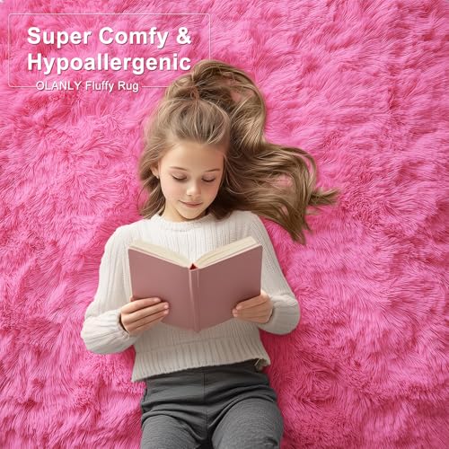 2x6 Machine Washable Runner Rugs for Hallway (2x6 Ft / Hot Pink)