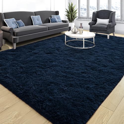 5x8 Soft Fluffy Navy Blue Area Rugs for Living Room Bedroom (Navy Blue / 5' X 8' (Rectangular))