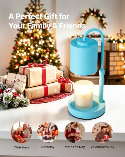 Dimmable Candle Warmer Lamp with Timer (Light Blue)