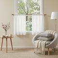 Semi Sheer White Curtains 36 Inches Long for Kitchen 2 Panels (34"W x 36"L (Pack of 2) / Pure White)