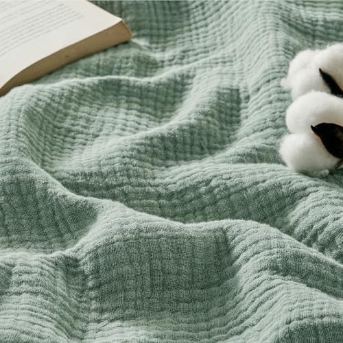 100% Cotton Muslin Blankets for Adults (03 - Sage Green / Throw XL (50" X 70"))