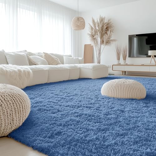 9x12 Machine Washable Large Area Rugs for Living Room (9x12 Ft / Blue)