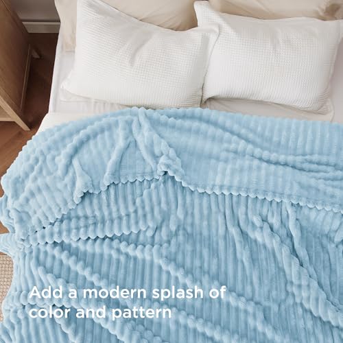 Soft Full Size Fleece Blankets for Bed Light Blue 84"x90" (Light Blue / Full)
