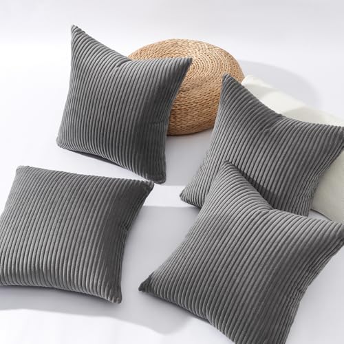 Dark Grey Throw Pillow Covers Set of 4 (Darkgrey / 20" x 20" (Pack of 4))