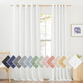Faux Flax Linen Light Filtering Sheer Curtains for Sliding Door (70"W x 84"L (Pack of 2) / Ivory)