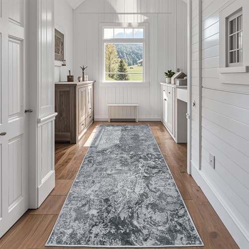 Runner Rugs for Hallways Kitchen 2.6x8 Non Slip Washable Black (Black / 2'6" x 8' (Rectangular))
