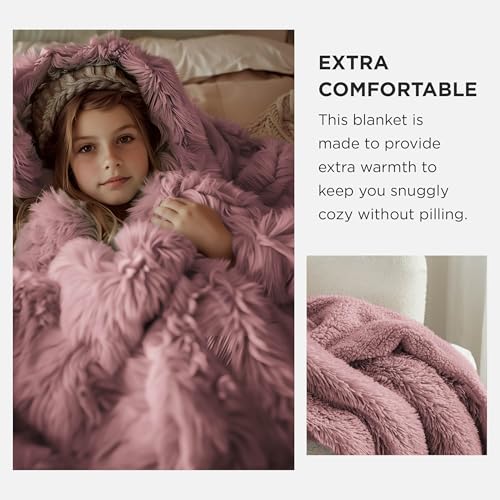 Faux Fur Fluffy Sherpa Blanket Couch Throw Dusty Pink 50"x60" (16- Dusty Pink / Throw (50" X 60"))