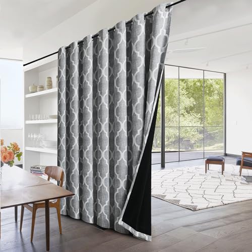 Moroccan 100% Blackout Sliding Door Curtains Grey 100x96 1 Set (Grommet | Grey / 100"W x 96"L (Pack of 1))