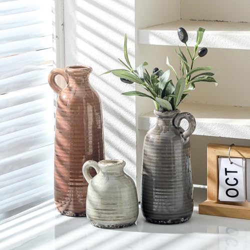 Ceramic Vases Set of 3 (010 - Brown)