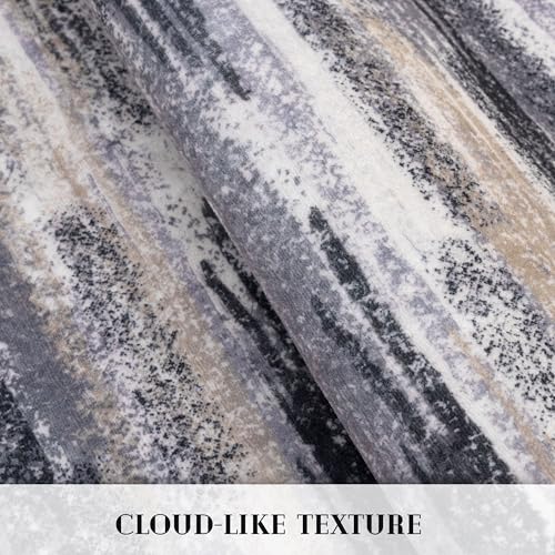 Modern Abstract Runner Rug 3x10 (3' x 10' (Runner) / Grey Navy Blue Black Cream Tan)