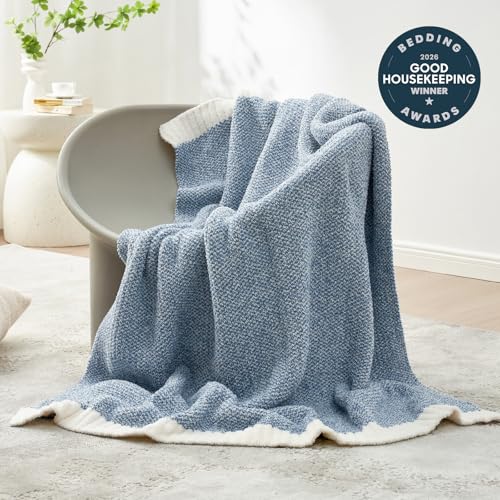 Blue Bedding Blanket Twin Size for Bed and Sofa (Heather Blue / Twin (60"x80"))