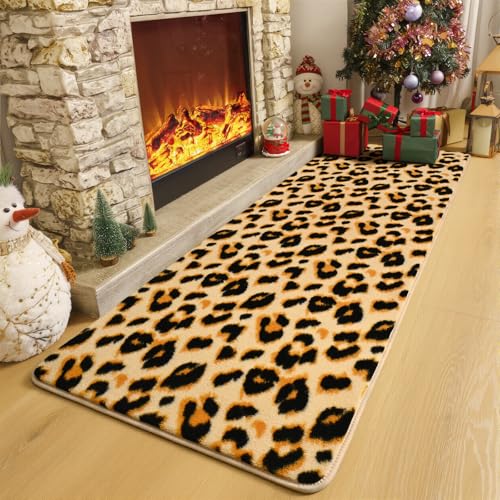 Soft Leopard Runner Rugs (2' x 6' (Runner) / Khaki)