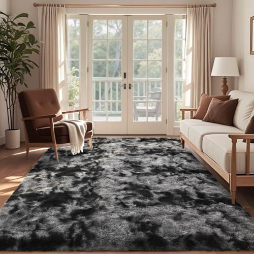 6x9 Ft Large Shag Rugs for Living Room Decor (Dark Grey / 6' X 9' (Rectangular))