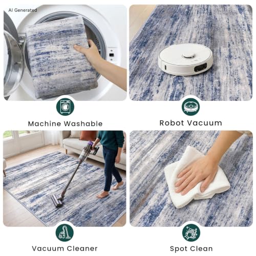 Abstract Rugs for Entryway 2x3 Washable Small Area Rug Grey (Blue-grey / 2' x 3' (Rectangular))