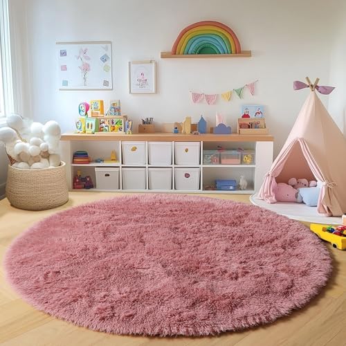 Blush Round Rugs 6ft for Living Room Bedroom (Blush / 6' (Round))
