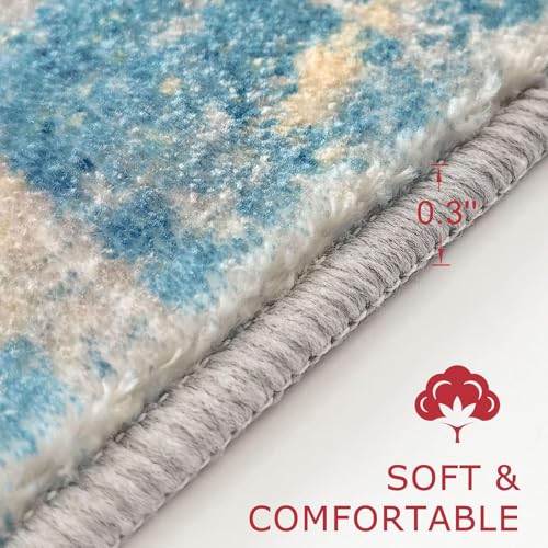 Modern Abstract Rug Runner (Turquoise/Beige/Grey/Yellow / 2' x 8' (Runner))
