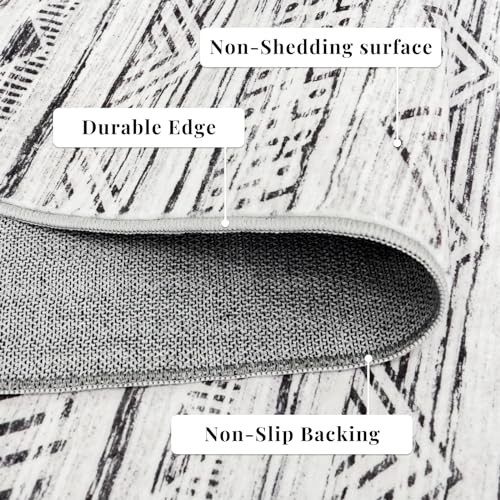 2'6x12 Runner Rug Washable Moroccan (Grey / 2'6" x 12' (Rectangular))