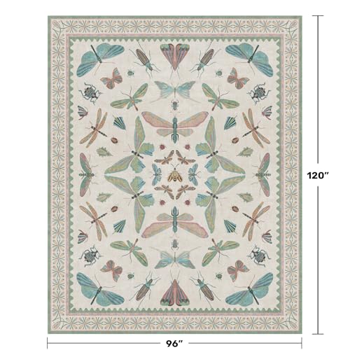 Green Butterfly Rugs for Girls Bedroom (8' x 10' (Rectangular) / Beige Green)