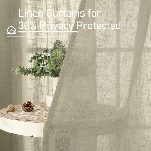 102 Inches Long Linen Curtains for Living Room Bedroom 2 Panels (Oatmeal / 52"W x 102"L (Pack of 2))