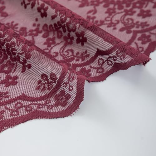 Vintage Lace Curtains 90 Inches Long (Burgundy / 52"W x 90"L (Pack of 2))
