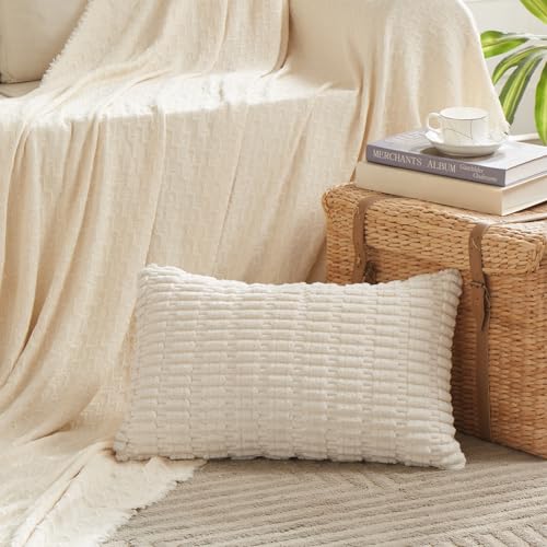 4 Packs Decorative Throw Pillow Covers for Living Room Couch Bed (20" x 12" (Pack of 4) / Cream)