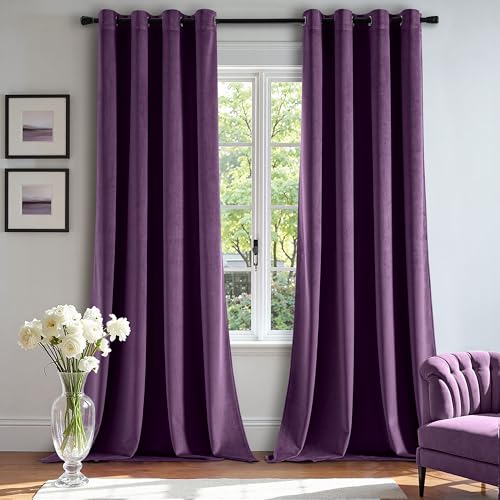 Velvet Curtains Purple 52 x 84 Inch Length Set of 2 (Purple / 52"W x 84"L (Pack of 2))