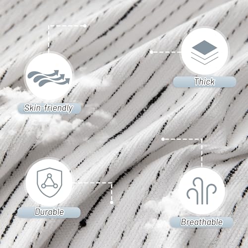 Boho Couch Cover White Sofa Covers with Tassel Farmhouse Sofa Slipcover Simple Couch Protector for Dogs Chenille Sectional Couch Covers L Shaped Couch Cushion Covers (91" x 134" / 9# Lines White)