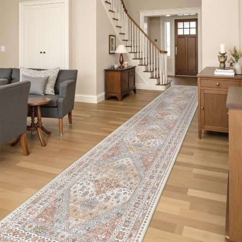 Washable Runner Rug 2.5x14 (Orange / 2'6" x 14' (Runner))
