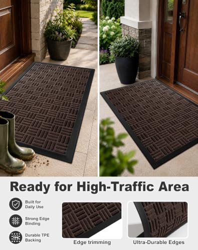 Front Door Mat Outdoor Entrance (Mocha Brown / 3' x 5'2" (Rectangular))