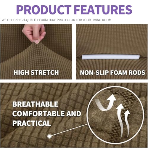 Super Stretch Couch Cover (Brown / Large (72"-92"))