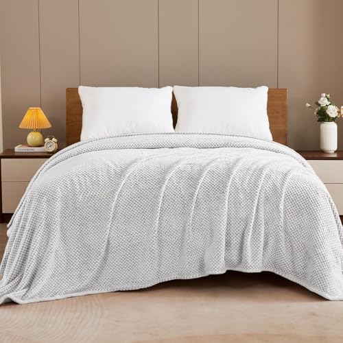Soft Waffle Fleece Bed Blanket King Size (Heather Gray / 90x104 in)