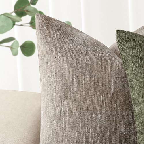 Solid Textured Chenille Throw Pillow Covers 20x20 (20" x 20" (Pack of 2) / Light Taupe)