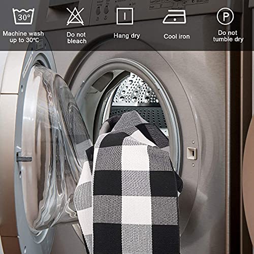 Fall Decor Buffalo Plaid Rug 4' x 6' Black and White Large Front Door Mat (Black and White Plaid / 4' x 6' (Rectangular))