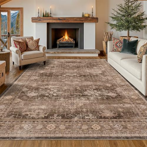 Boho Taupe Living Room Rug 7x10 (7' x 10' (Rectangular) / Brown)
