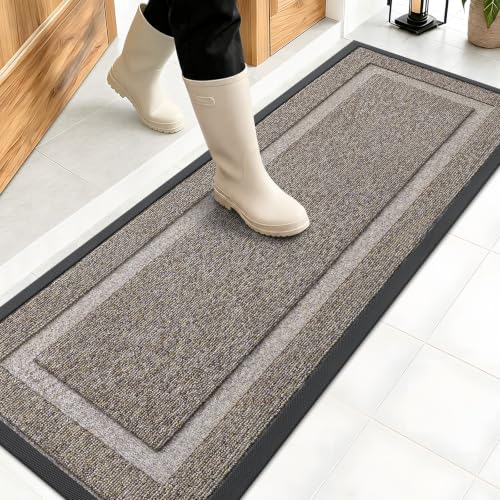 Front Door Mat Outside 47x17 (Khaki and White / 47" x 17")