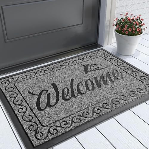 Welcome Mat Outdoor Indoor (Grey / 36x24 Inch)