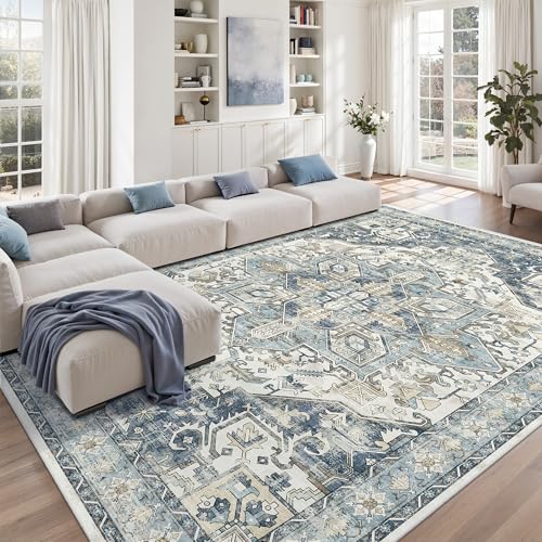 8x10 Area Rugs for Living Room (Blue/Ivory / 8' x 10' (Rectangular))
