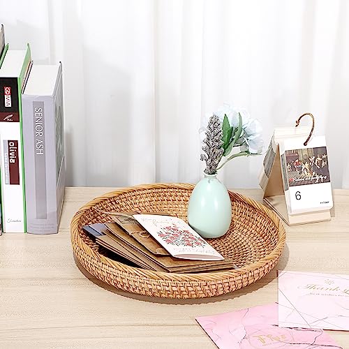 Rattan Key Basket Bowl for Entryway Table (Large, 11.8" / Natural Color)