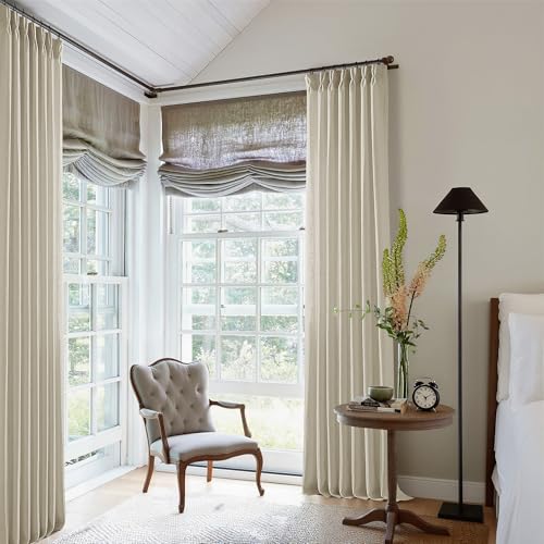 Beige Linen Pinch Pleated 98 Inch Linen Curtains 2 Panels (Linen / 40"W x 98"L (Pack of 2))