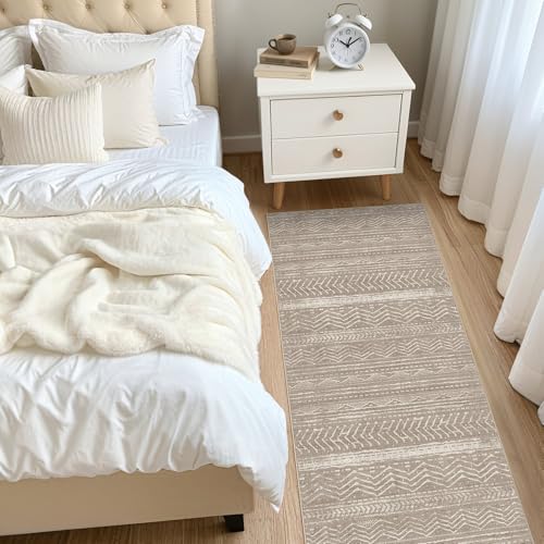 Boho 2x6 Runner Rug Machine Washable Rugs Non Slip Dark Brown (Dark Brown / 2' X 6' (Runner))