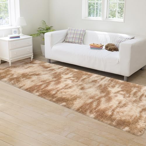 Super Soft Fluffy Living Room Area Rugs 2x8 ft Tie (Tie-dyed Beige / 2' x 8' (Runner))