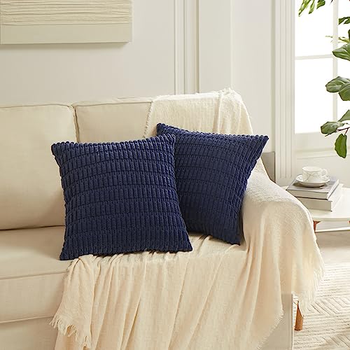 4 Packs Decorative Throw Pillow Covers for Living Room Couch Bed (20" x 20" (Pack of 4) / Navy Blue)