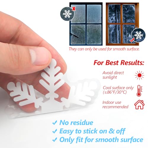 135Pcs Christmas Decorations Window Clings Snowflakes Window Decals (White)