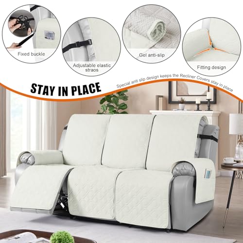 Waterproof Recliner Couch Covers (Off White / 3 Seater)