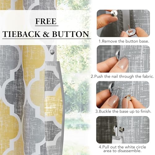 Moroccan 100% Blackout Sliding Door Curtains Yellow Grey 100x84x1 (Grommet | Yellow and Grey / 100"W x 84"L (Pack of 1))