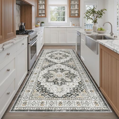4x8 Wide Hallway Runner Rug Washable for Living Room (Black / 4' x 8' (Runner))