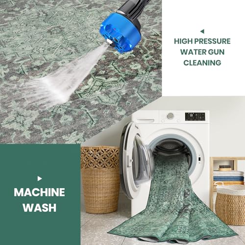 8x10 Green Washable Area Rugs for Living Room (8' x 10' (Rectangular) / Dark Green-green-black-light Green)