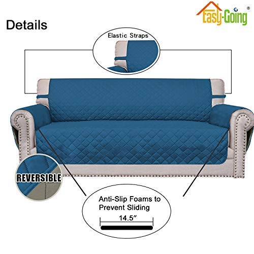 Reversible Couch Cover (Peacockblue/Beige / XX-Large Sofa)