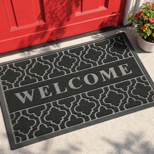 Welcome Door Mat (29.5x17 Inch / Black)